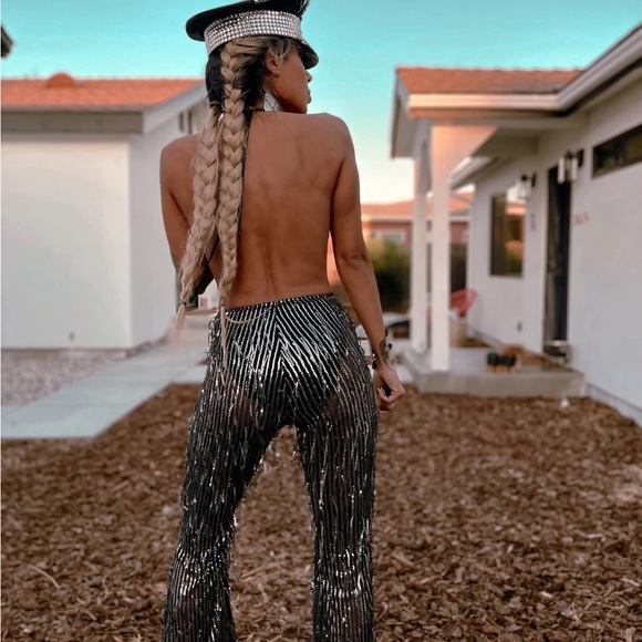 Disco Western Sequin fringe bridal festival jumpsuit. - Picture 8 of 11